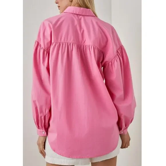 Rails Janae Button-down Shirt | Womens S, Hot Pink - Picture 6 of 7